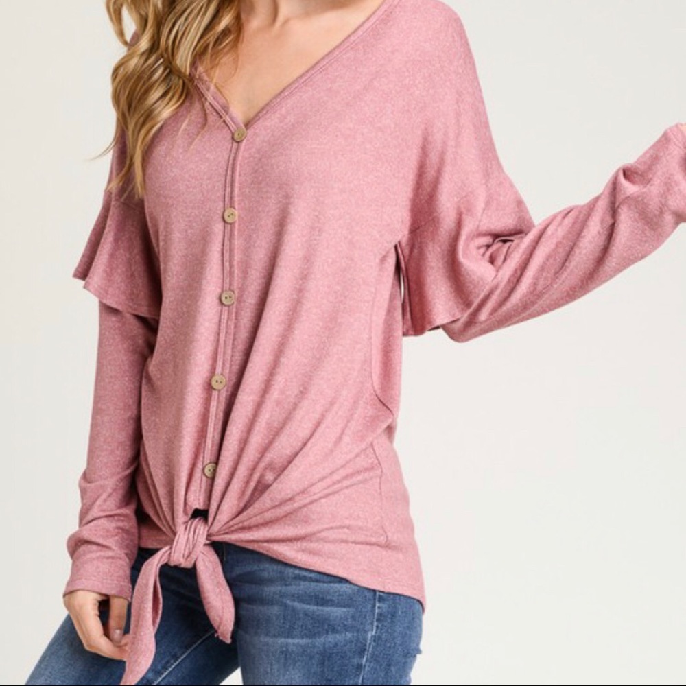 Button Down Bell Sleeve Top